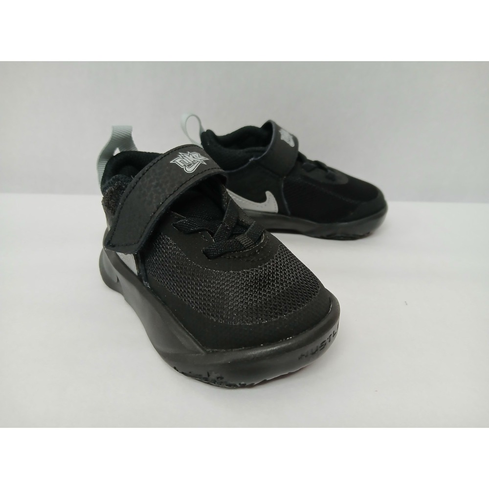 Nike Toddler Team Hustle D 10 Basketball Shoes CW6737-004 Black Silver Sz 4